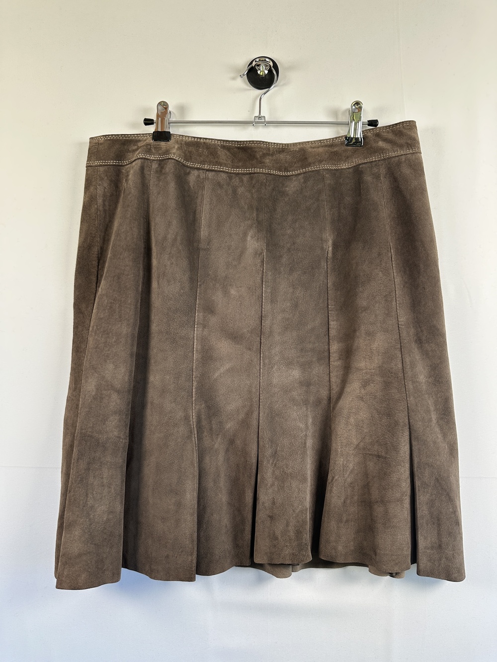 George Taupe Brown Genuine Suede Knee Length Skirt